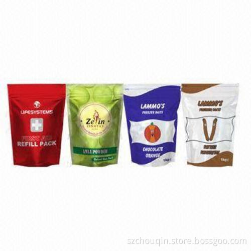 Plastic Food Packaging Bags with Zip Lock, Bottom Gusset and Stand Up, High Moisture Barrier